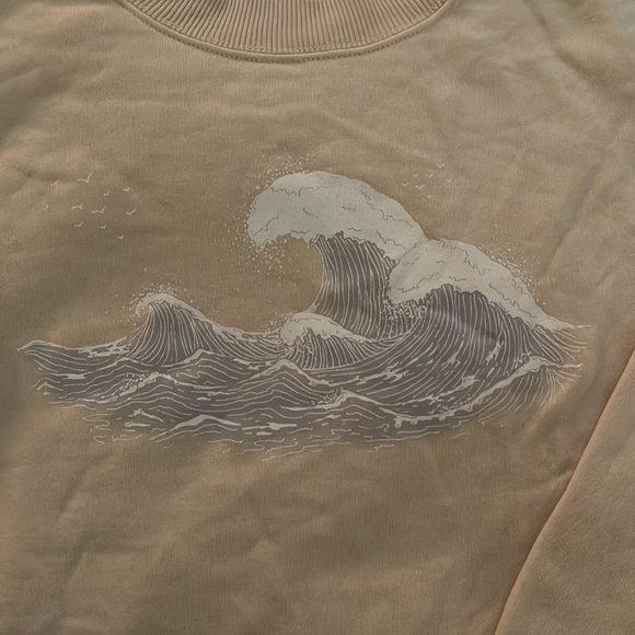 American Eagle Cream waves sweatshirt size s - Picture 2 of 3